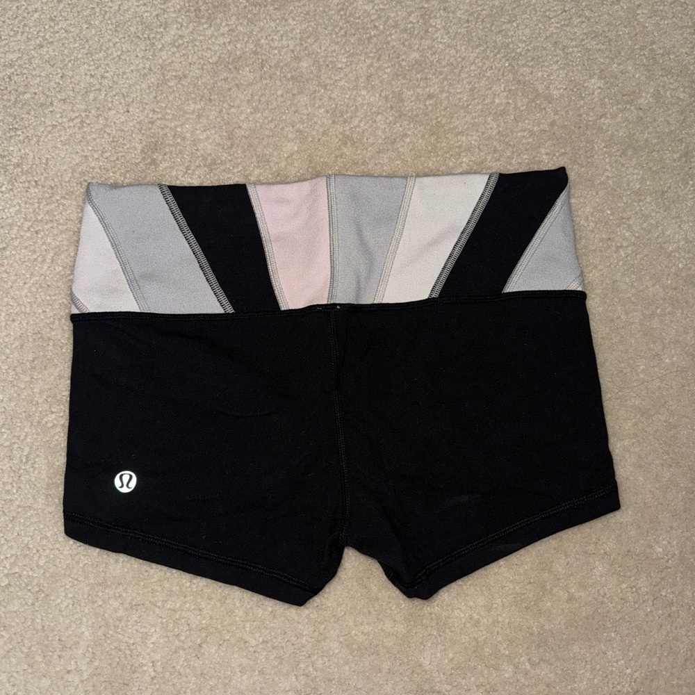 lululemon athletica Women's Black Shorts with Gray and Pink Accents